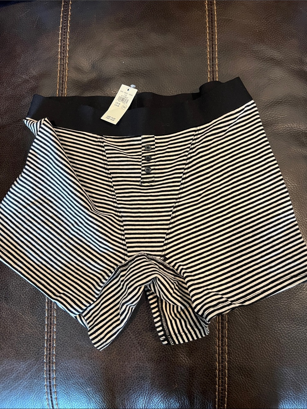 Striped High-Rise Bike Shorts - Black/White